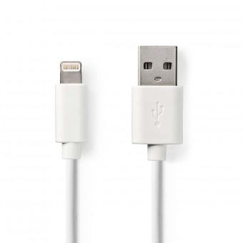 Lightning Kabel | USB 2.0 | Apple Lightning 8-pin | USB-A han | 480 Mbps | Nikkelplateret | 3.00 m | Runde | PVC | Hvid | Plastikpose