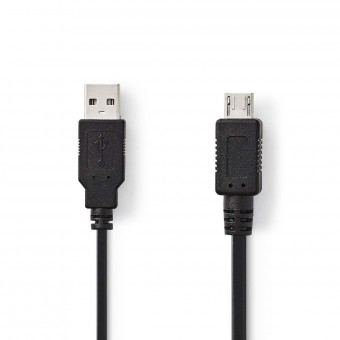 USB-kabel | USB 2.0 | USB-A han | USB Micro-A | 480 Mbps | Nikkelplateret | 2.00 m | Runde | PVC | Sort | Plastikpose