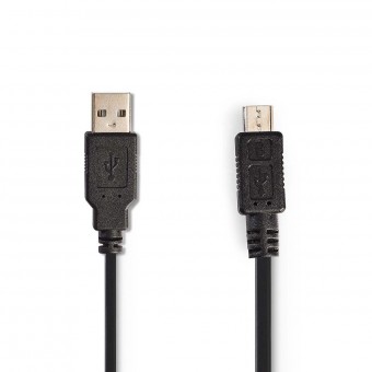 USB-kabel | USB 2.0 | USB-A han | USB Micro-B han | 480 Mbps | Nikkelplateret | 2.00 m | Rullet | PVC | Sort | Plastikpose