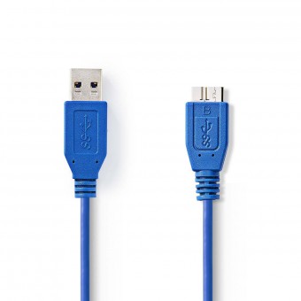 USB-kabel | USB 3.2 Gen 1 | USB-A han | USB Micro-B han | 5 Gbps | Nikkelplateret | 0.50 m | Runde | PVC | Blå | Plastikpose
