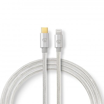 USB-kabel | USB 2.0 | Apple Lightning 8-pin | USB-C™ Han | 480 Mbps | Guldplateret | 2.00 m | Runde | Flettet / Nylon | Aluminium | Cover Window Box
