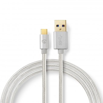 USB-kabel | USB 3.2 Gen 1 | USB-A han | USB-C™ Han | 5 Gbps | Guldplateret | 2.00 m | Runde | Flettet / Nylon | Aluminium | Cover Window Box