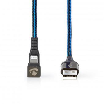 USB-kabel | USB 2.0 | Apple Lightning 8-pin | USB-A han | 480 Mbps | Nikkelplateret | 1.00 m | Runde | Flettet / Nylon | Blå / Sort | Cover Window Box