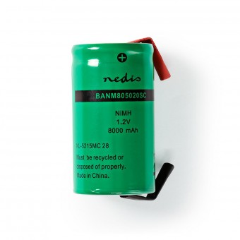 Genopladelige Ni-MH-batteripakke | 1.2 V | Opladningsbar | 8000 mAh | Forudladet | 1-Polybag | N/A | Loddeflige | Grøn