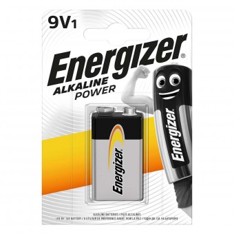 Alkaline batteri 9V | 6LR61 | 1-Blister | Sort / Sølv