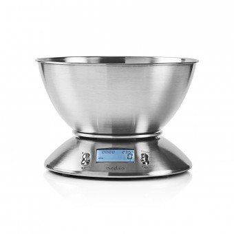 Køkkenvægt | Digital | Rustfri Stål | Timer funktion | Termometerfunktion | Aftagelig skål | Sølv