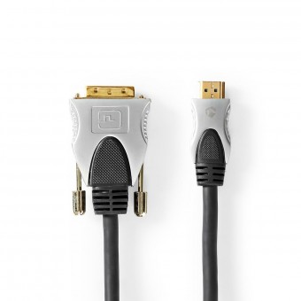 HDMI™ kabel | HDMI™ Stik | DVI-D 18+1-Pin Han | 1080p | Guldplateret | 2.50 m | Lige | PVC | Antracit | Plastikæske