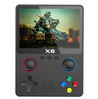 X6 Retro Håndholdt Spillekonsol med Dobbelt Joystick-Design - 3,5" Skærm - Sort