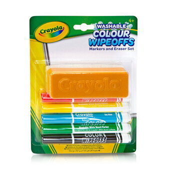 Crayola dry wipeoff tuscher med viskelæder, 5 stk.
