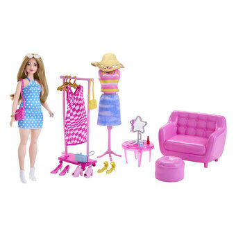 Barbie fashionista dukke med tøjstativ