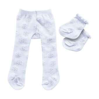 Dukke body med sokker - Snefnug, 28-35 cm
