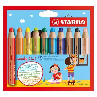 STABILO Woody 3in1 farveblyanter - 10 farver