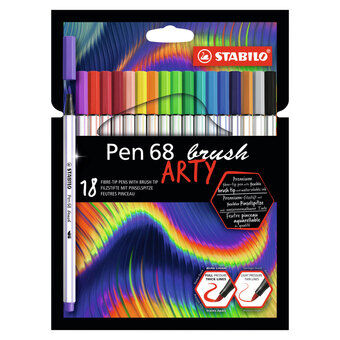 Stabilo pen 68 pensel arty filtpenne, 18 stk.