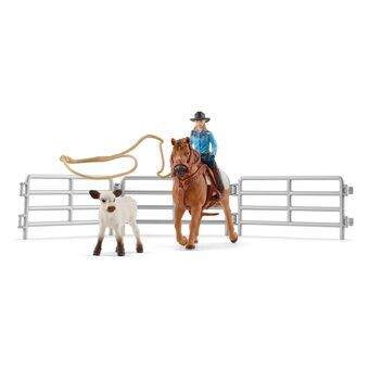 Schleich farm world team roping med cowgirl 42577