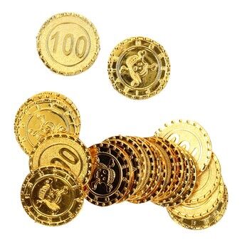 Piratmønter, - Mønter til Skattejagt - Guldfarvede - 20 stk.