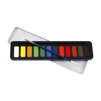 Akvarelfarvesæt - forskellige farver, 1 æske