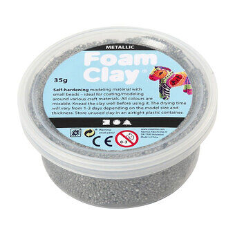 Foam Clay - Metallisk Sølv, 35 gr.