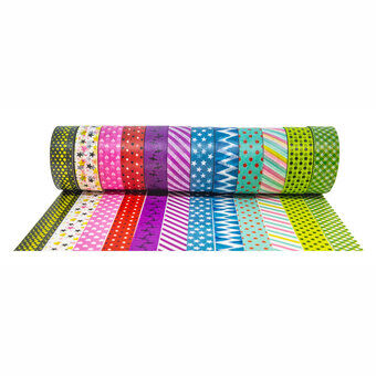 Farver - washi tape mønstre, sæt med 12 stk