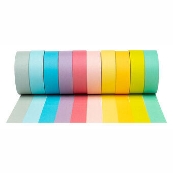 Farver - washi tape pastelfarver, sæt med 10 stk