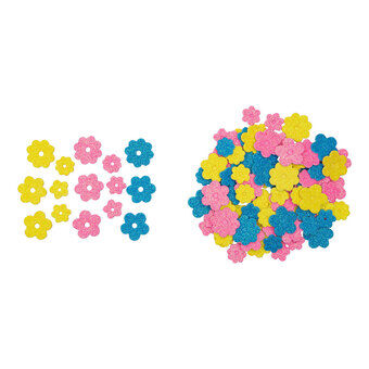 Farver - skum klistermærker glitter blomster, 120st.