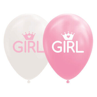 Balloner Datter Baby Pink/Hvid 30cm, 8 stk.