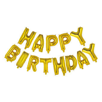 Folieballon med teksten Tillykke med fødselsdagen I guld