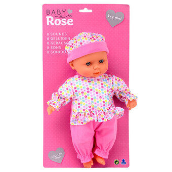 Baby Rose Babydukke med lyde, 30 cm.