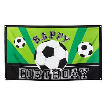 Flag fodbold tillykke med fødselsdagen, 150x90cm