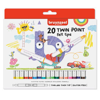 Bruynzeel Kids Twin Point Filtpenne, 20 stk.