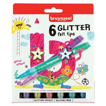 Bruynzeel Kids Glitter Filttipenne, 6 stk.