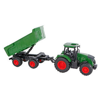 Kids Globe Tractor with Trailer Green, 41cm