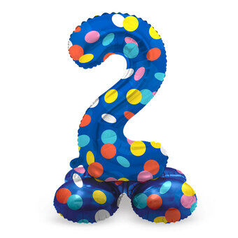 Stående folieballon farverige prikker nummer 2 - 72cm
