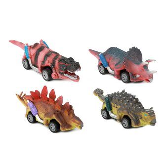 World of dinosaurs dino pullback bil, 4 stk.