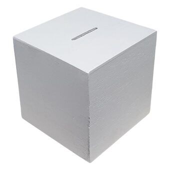 Træ pengekasse firkantet hvid