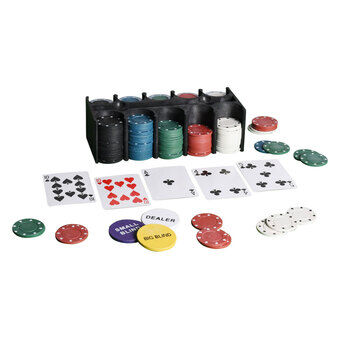 Poker sæt i blik opbevaringsboks, 200 chips