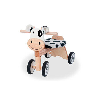 Jeg er en legetøjsbalancecykel, der ligner en ko.