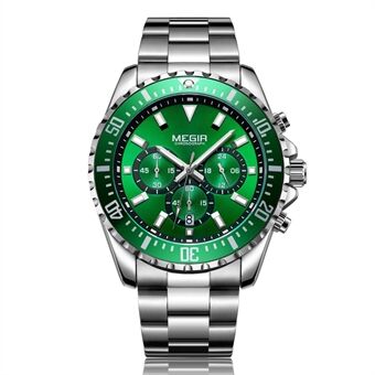 MEGIR Waterproof Men Luminous Chronograph Quartz Wrist Watch Steel Band