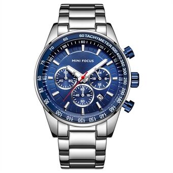 MINI FOCUS 0187G Men Waterproof Fashion Quartz Watch Stainless Steel Strap Luminous Watch