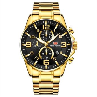 MINI FOCUS Royal Mens Watches Luxury Military Quartz Waterproof Chronograph Stainless Steel Strap