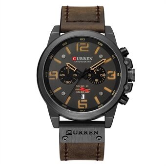 CURREN 8314 Multi-function Men Quartz Watch Waterproof Leather Strap Men Wristwatch