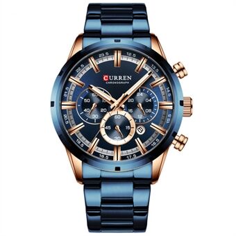 CURREN M8355 Multi-function Waterproof Men Quartz Watch Stainless Steel Strap Men Wristwatch