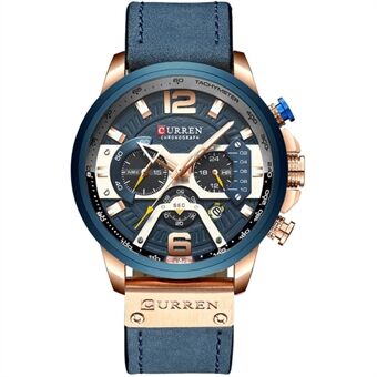 CURREN Men\'s Watch Sports Watch Waterproof Wristwatch Casual Leather Strap Watch