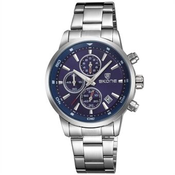 SKONE Bussiness Style Waterproof Men\'s Quartz Watch Stainless Steel Strap Wristwatch