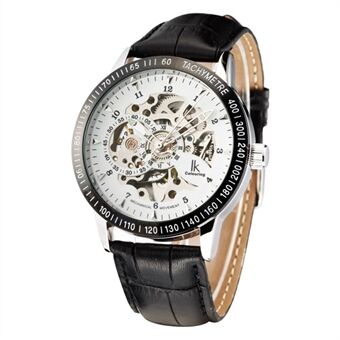 IKCOLOURING Hollow Automatic Mechanical Movement Watch Leather Band