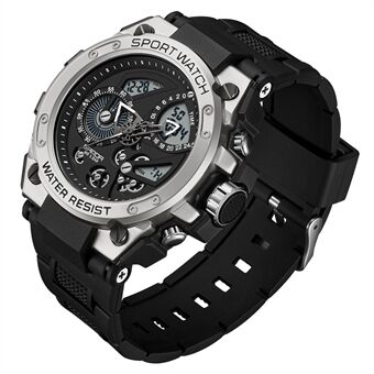 SANDA 9020 Luminous Watch Multifunktion Analog Digital Dual Time Display Armbåndsur