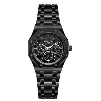 WLISTH 6149 Legeringsrem Business Quartz Watch Lysende Armbåndsur med Kalender