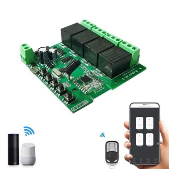 ZB-DIY-S04 Smart WiFi Switch Trådløst Relæ Modul Inching Selvlåsende 4 Gangs eWelink APP fjernbetjening