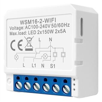 AVTTO WSM16 2-Gang Smart WiFi Switch APP Stemmestyring Smart Home DIY Light Switch Module