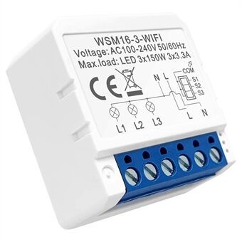 AVTTO WSM16 3-Gang Smart WiFi Switch APP Stemmestyring Mini DIY Light Switch Modul