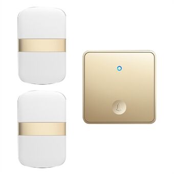 CACAZI FA96 Smart Home Alarm System 60 Chime Selvforsynet trådløs dørklokke (type 86 Big knap), 1 sender+2 modtagere